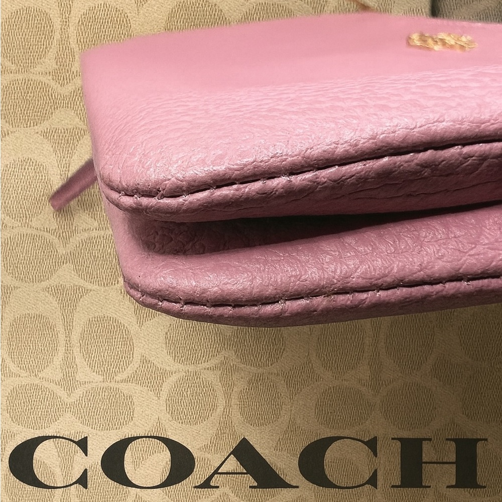 COACH Pebbled Leather Double Zip Wristlet F87587 | Pink Mauve | EUC | MSRP $178 - Picture 5 of 10